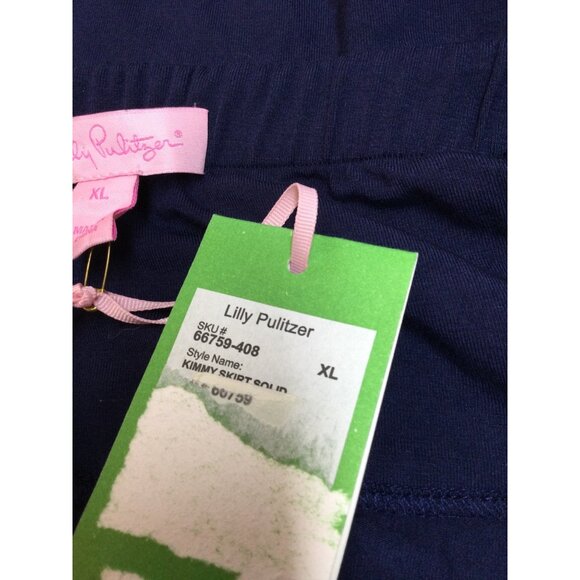 NWT Lilly Pulitzer Kimmy Skirt Solid Navy Blue Size XL Tie Side Nautical Preppy - Picture 4 of 9